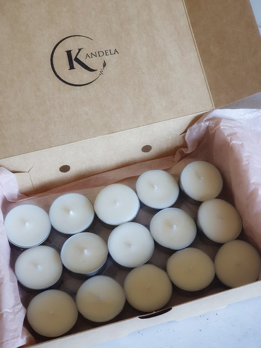 36 Kandelas tealight de cera de soya, SIN FRAGANCIA